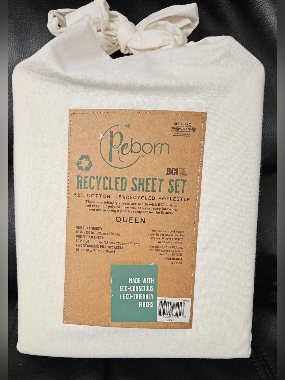Reborn Recycled Queen Sheet Set - Off White NEW